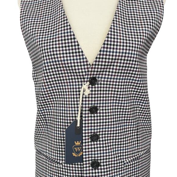 NWT Nordstrom Wallin & Bros. Wool Gingham Workwear Preppy Waistcoat Vest Size S - Picture 5 of 9